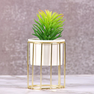 Pure White Porcelain Flower Pot with Vertical Stand