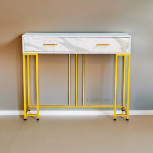 Luxury Golden & White Console With Drawer