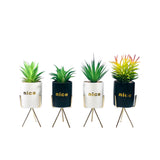 Golden Bow Stand White Planter