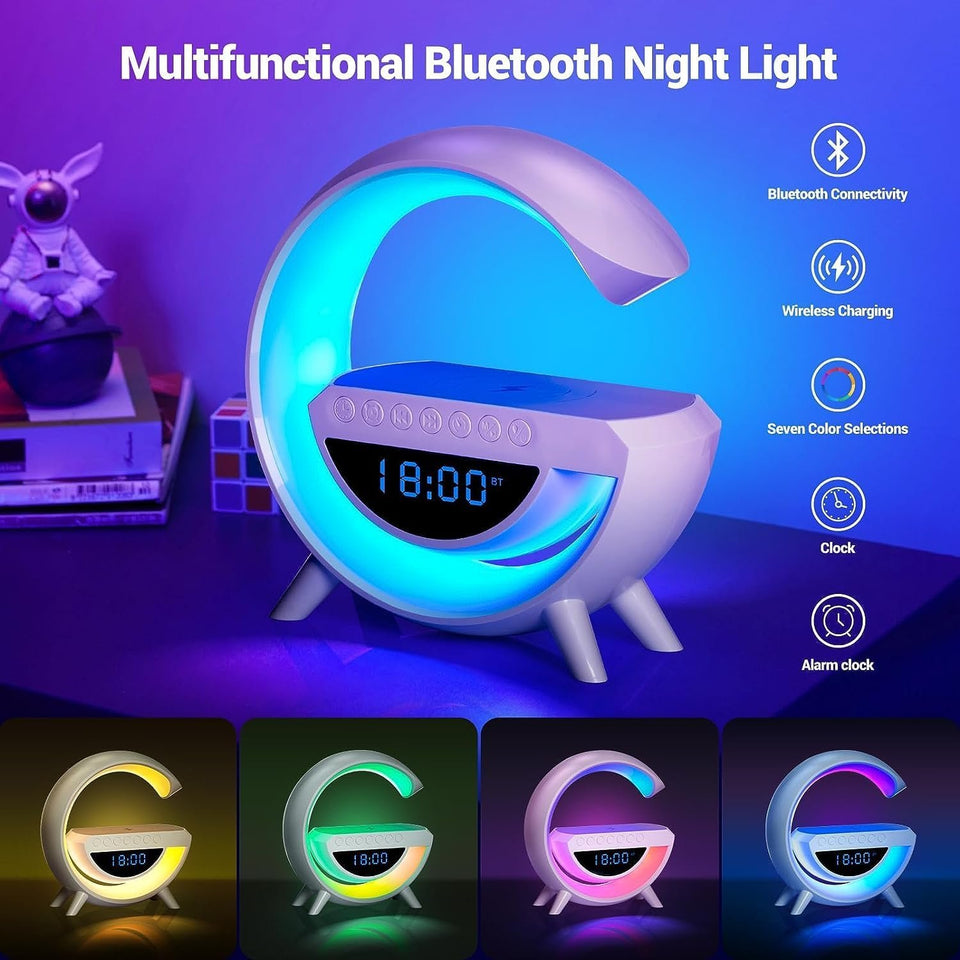 BT-3401 LED Display Wireless Phone Charger Bluetooth Speaker With Seven Color Selections, Alarm Clock, FM Radio