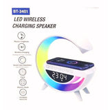 BT-3401 LED Display Wireless Phone Charger Bluetooth Speaker With Seven Color Selections, Alarm Clock, FM Radio