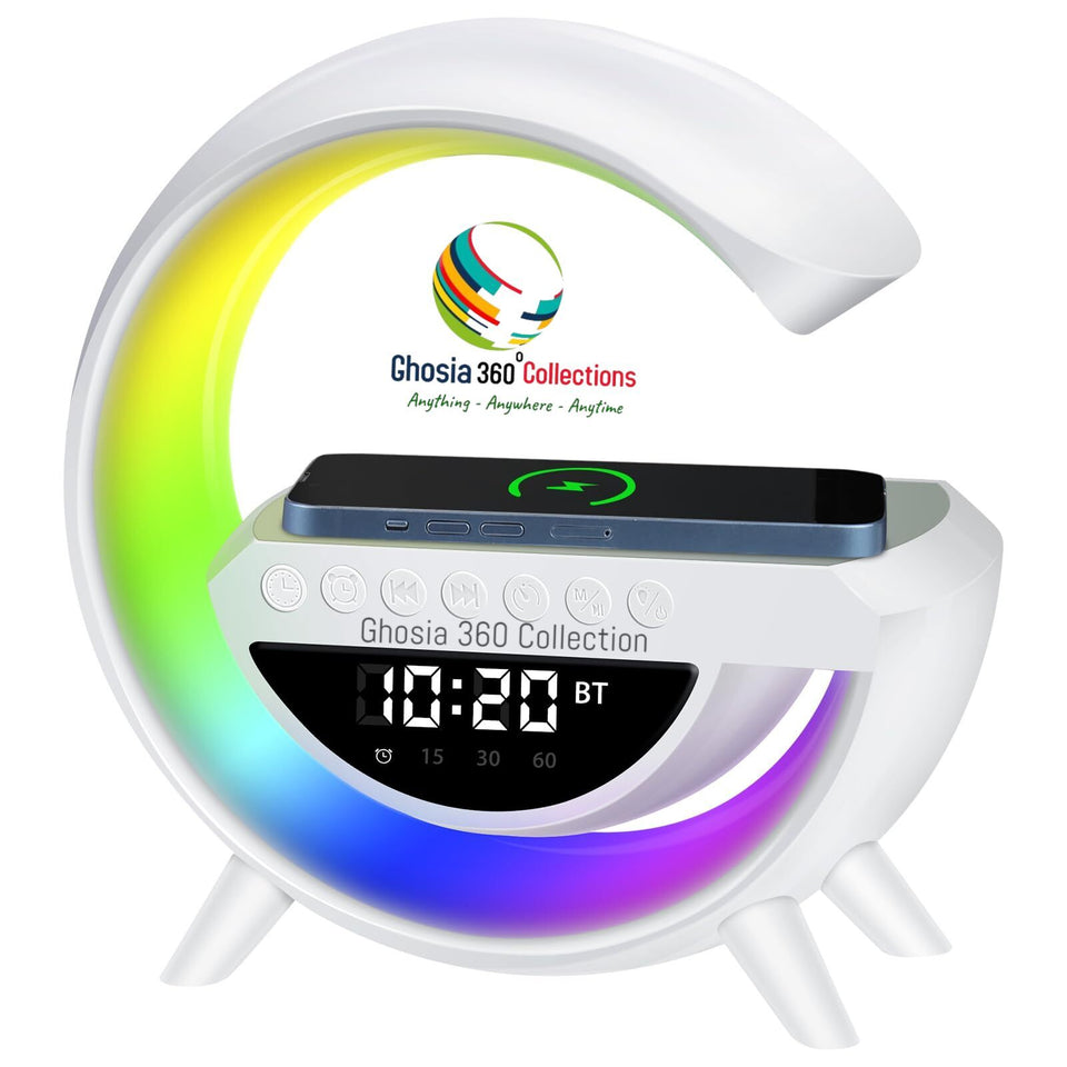 BT-3401 LED Display Wireless Phone Charger Bluetooth Speaker With Seven Color Selections, Alarm Clock, FM Radio